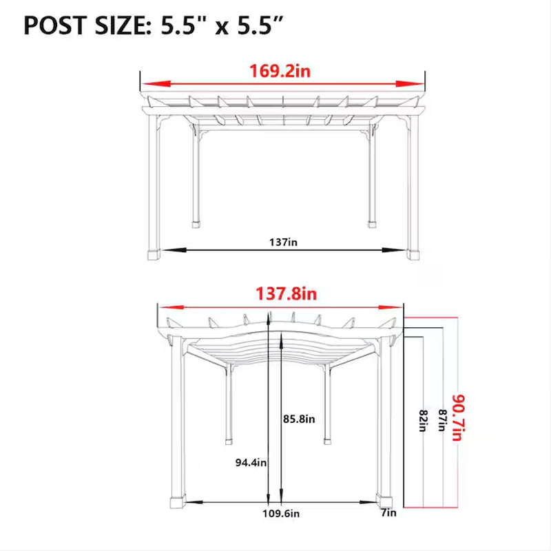 14X12 Pergola 14-Ft W X 11-Ft 2-In L X 7-Ft 6-1/2-In H Brown Wood Freestanding Pergola
