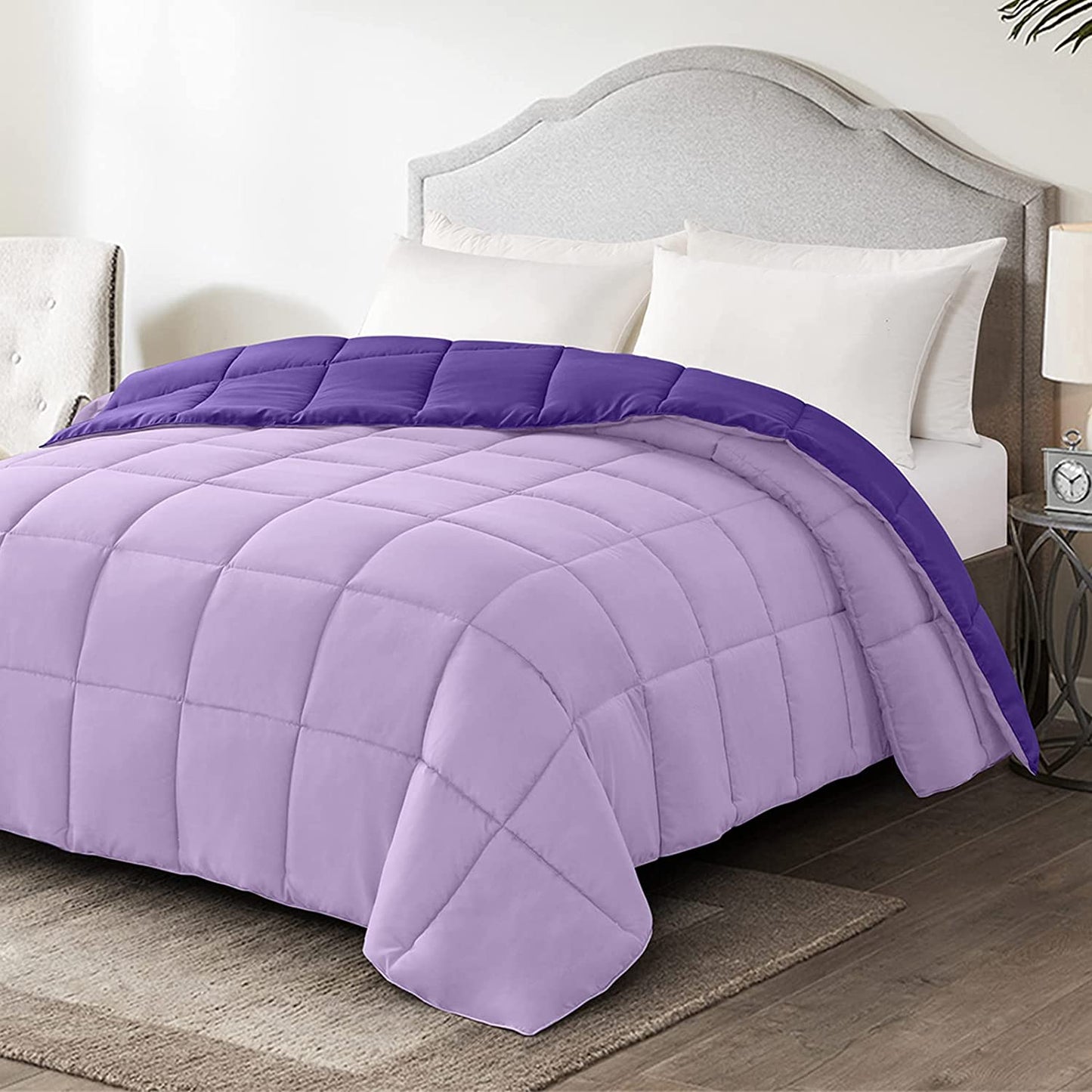 Twin Lightweight Comforter Purple - All Season down Alternative Bed Comforter Summer Duvet Insert Quilted Reversible Comforters Twin Size Plum / Light Purple
