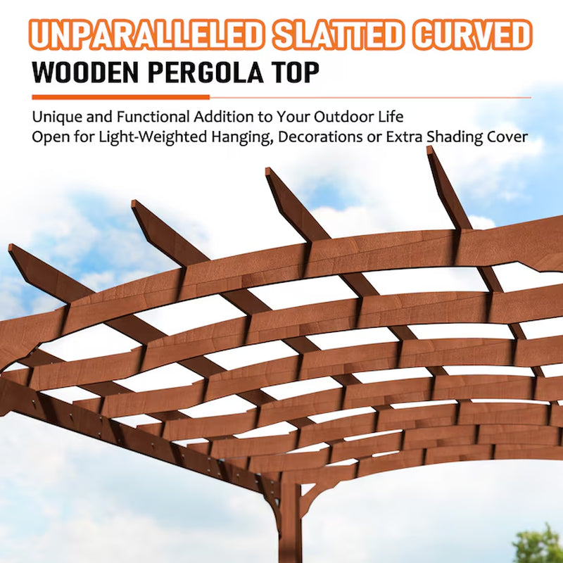 14X12 Pergola 14-Ft W X 11-Ft 2-In L X 7-Ft 6-1/2-In H Brown Wood Freestanding Pergola