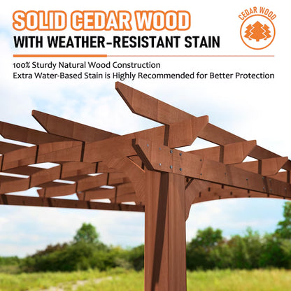 14X12 Pergola 14-Ft W X 11-Ft 2-In L X 7-Ft 6-1/2-In H Brown Wood Freestanding Pergola