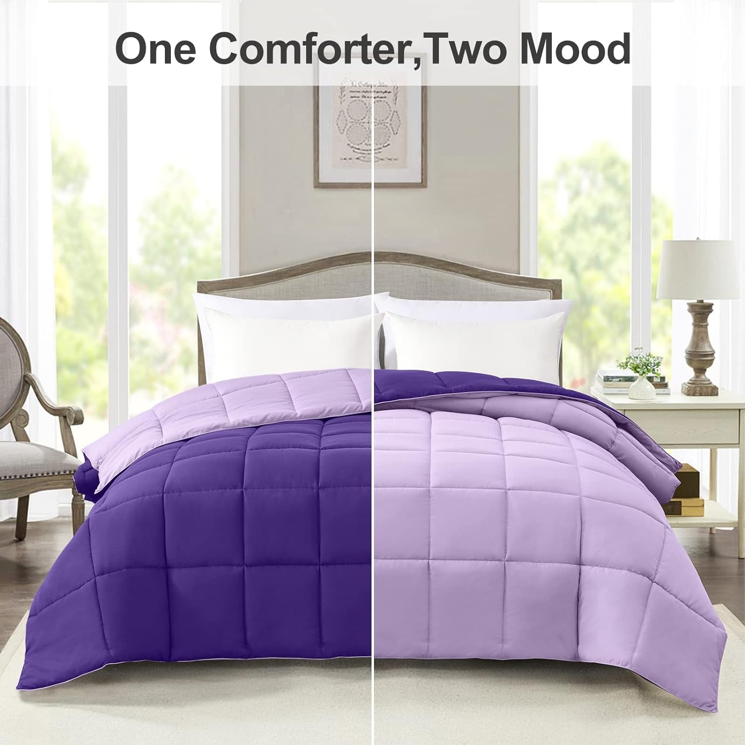 Twin Lightweight Comforter Purple - All Season down Alternative Bed Comforter Summer Duvet Insert Quilted Reversible Comforters Twin Size Plum / Light Purple