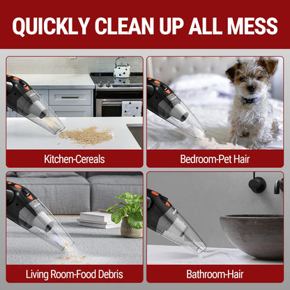 Handheld Vacuum, Car Vacuum Cleaner Cordless, Mini Portable Rechargeable Vacuum Cleaner with 2 Filters, Orange (VL189)